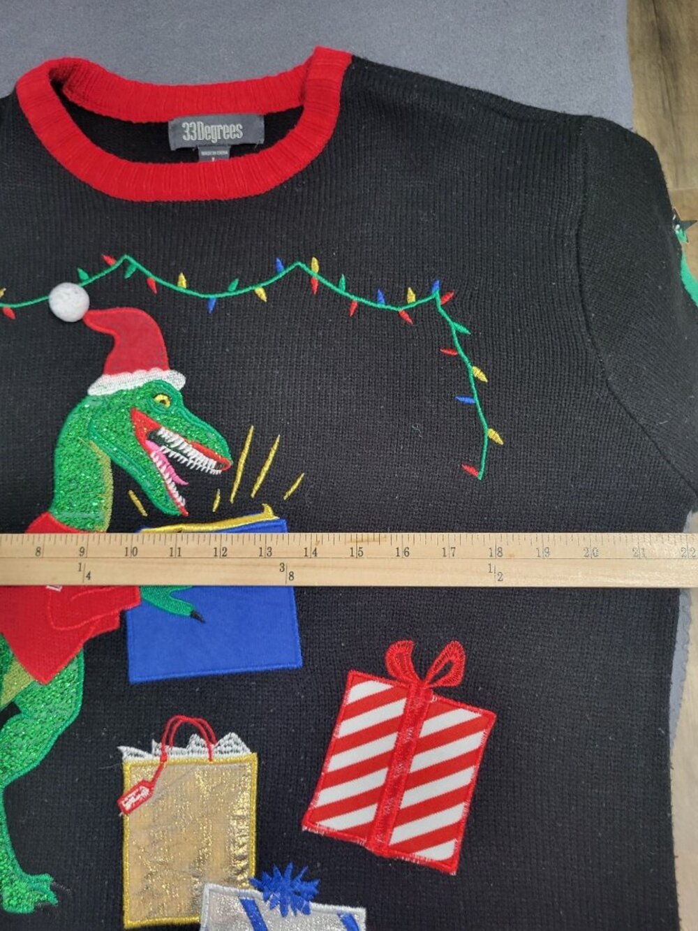 Dinosaur T Rex Presents Ugly Funny Christmas Sweater Party Holiday LG Unisex - Picture 4 of 9